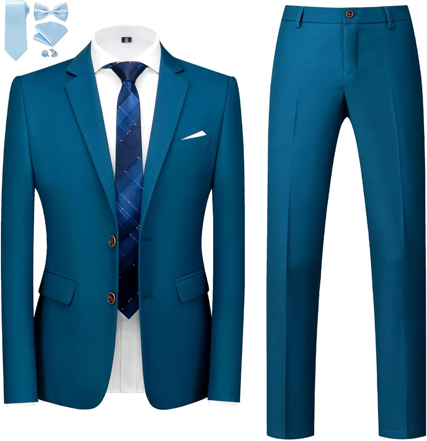 MOGU Mens Slim Fit Suit 2 Piece Tuxedo for Prom Business Wedding Dance (Suit Jacket   Pants)