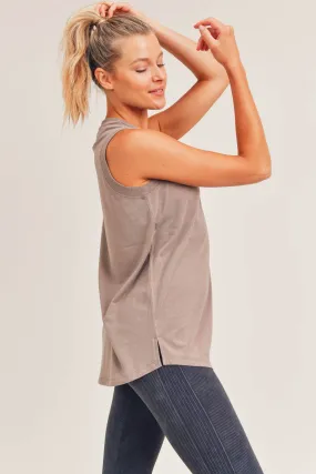 Notched Sleeveless Flowy Tank Top