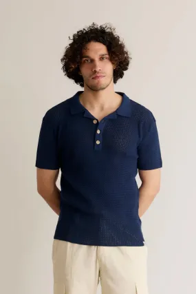 Oliver Cotton Polo Top Navy Blue