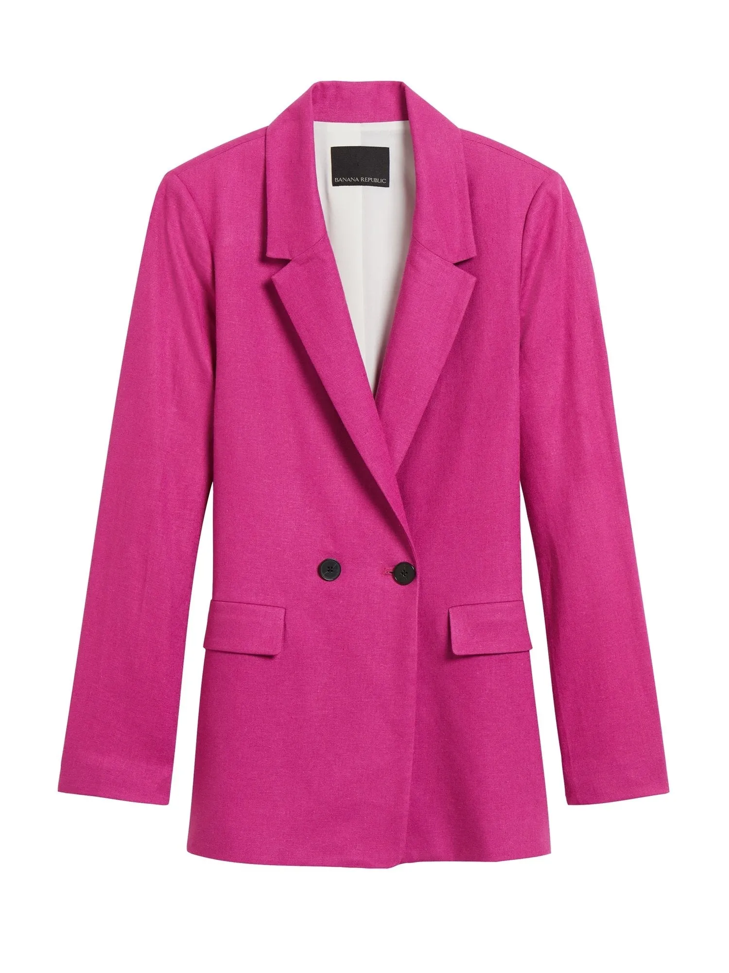 Petite Boyfriend-Fit Linen-Blend Blazer in Hot Pink