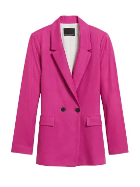 Petite Boyfriend-Fit Linen-Blend Blazer in Hot Pink