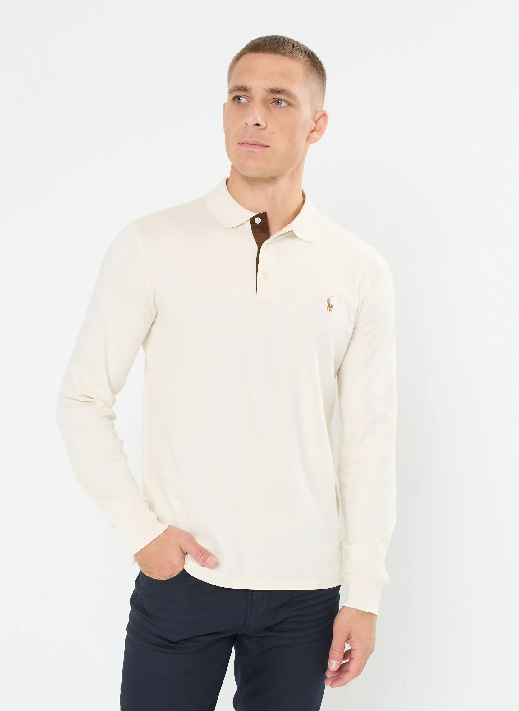 Ralph Lauren Soft Cotton Interlock Custom Slim Fit Polo Shirt | Herbal Milk