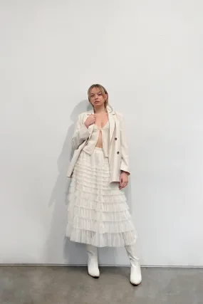RUFFLE LAYERED MIDI SKIRT