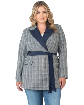 Selma Wrap Blazer | Black & White Plaid