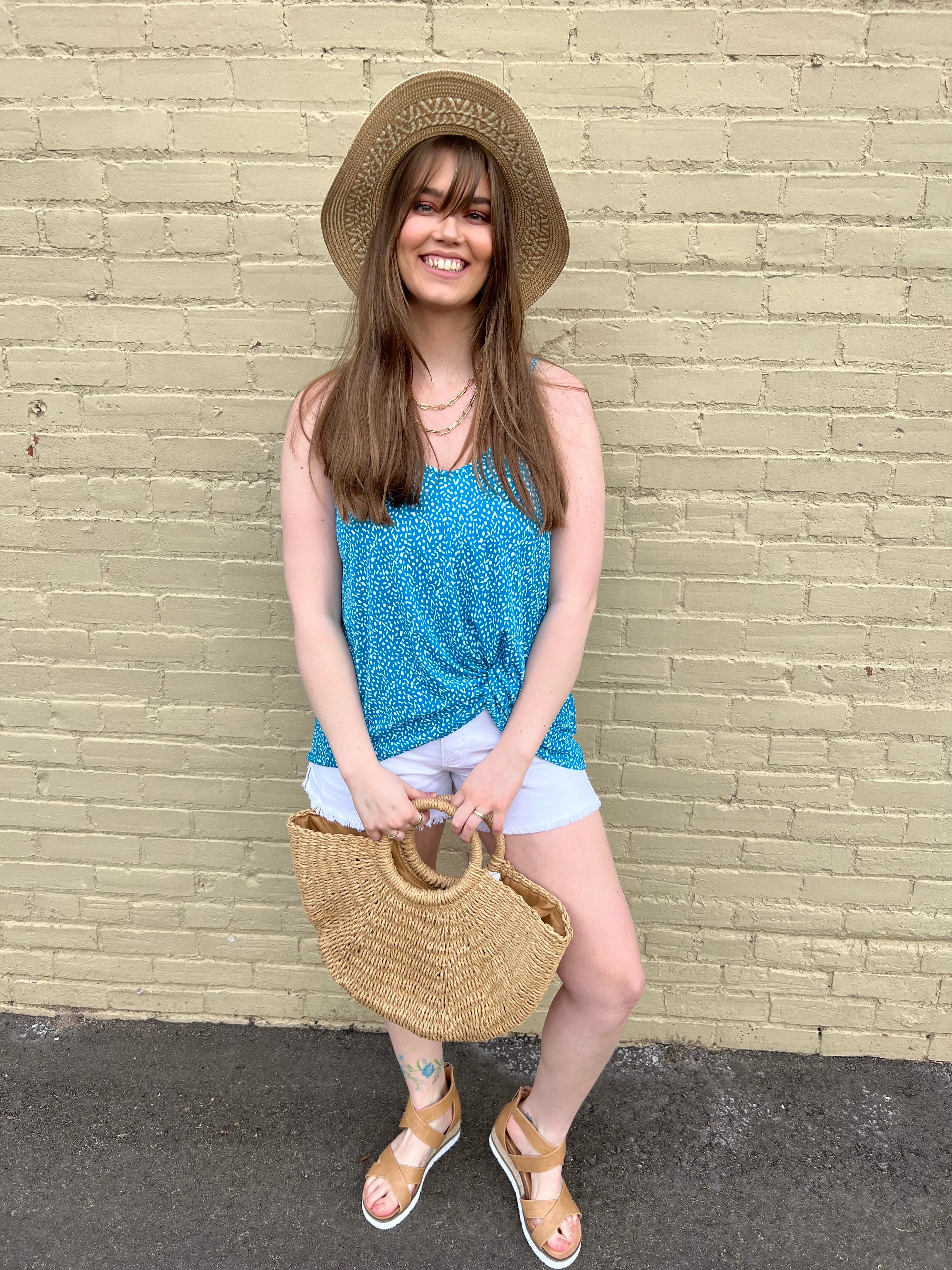 Sleeveless Knit Print Top