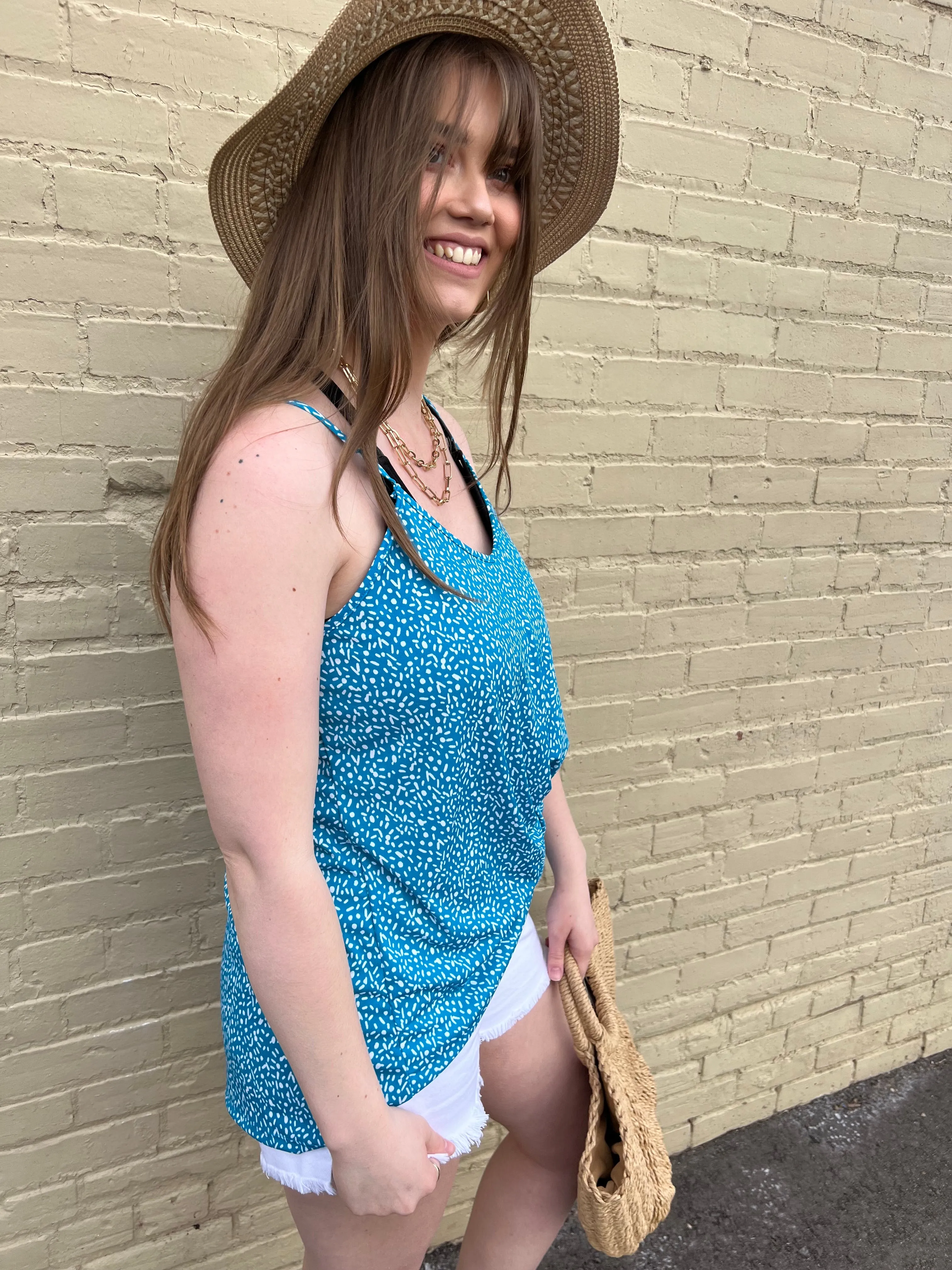 Sleeveless Knit Print Top