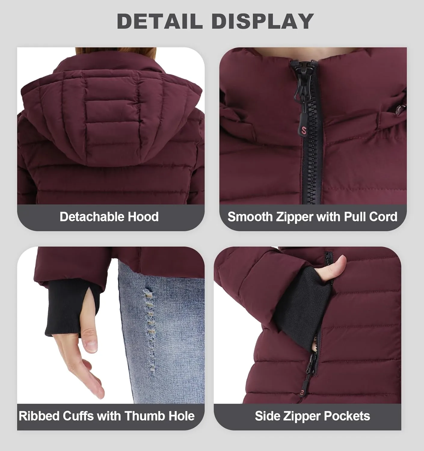 SLOWTOWN Women’s Lightweight Puffer Jacket Packable Hooded Puffer Jacket Winter Puffy Jacket