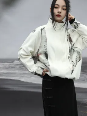 Splicing Jacket China Print Casual