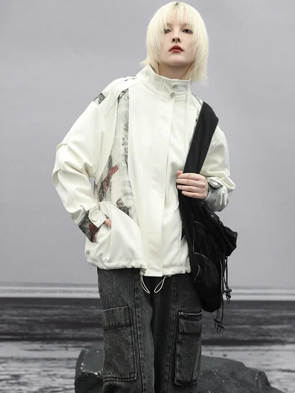 Splicing Jacket China Print Casual