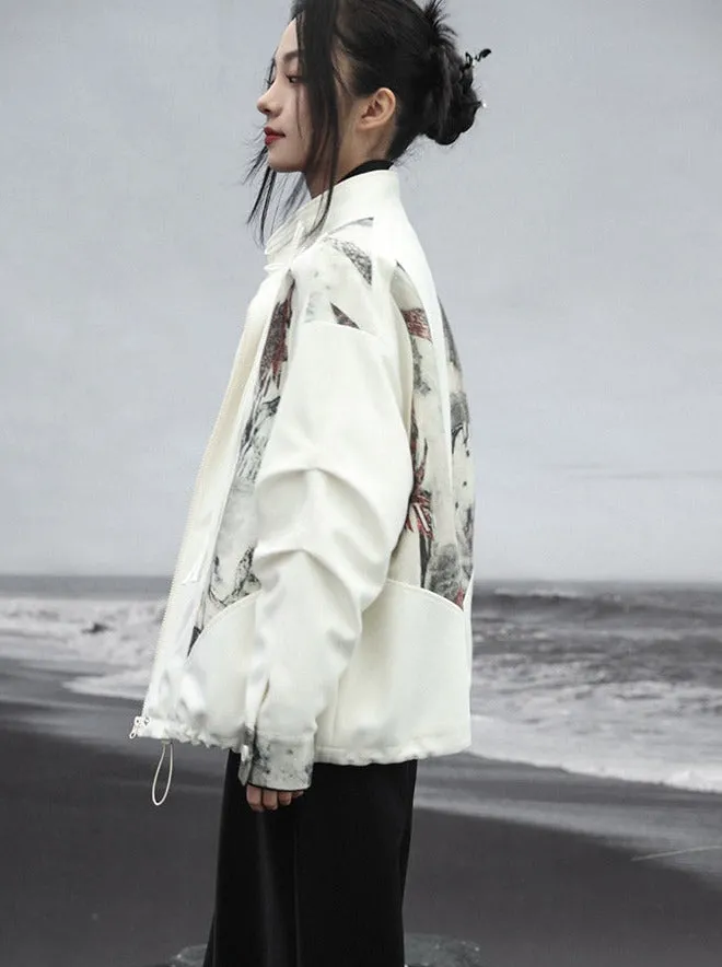 Splicing Jacket China Print Casual