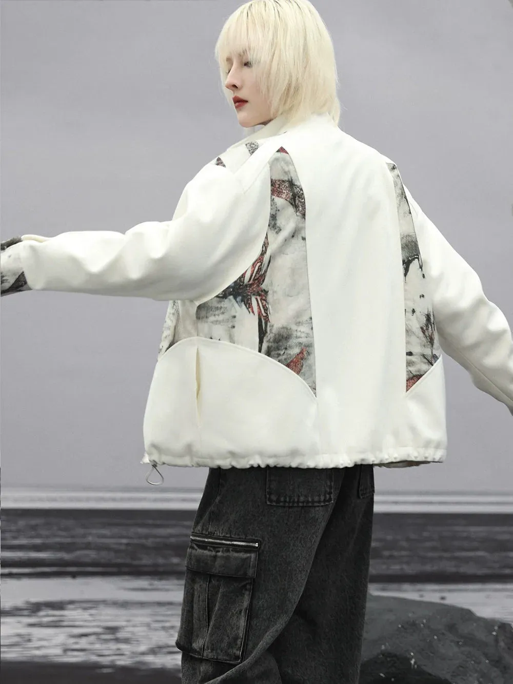 Splicing Jacket China Print Casual