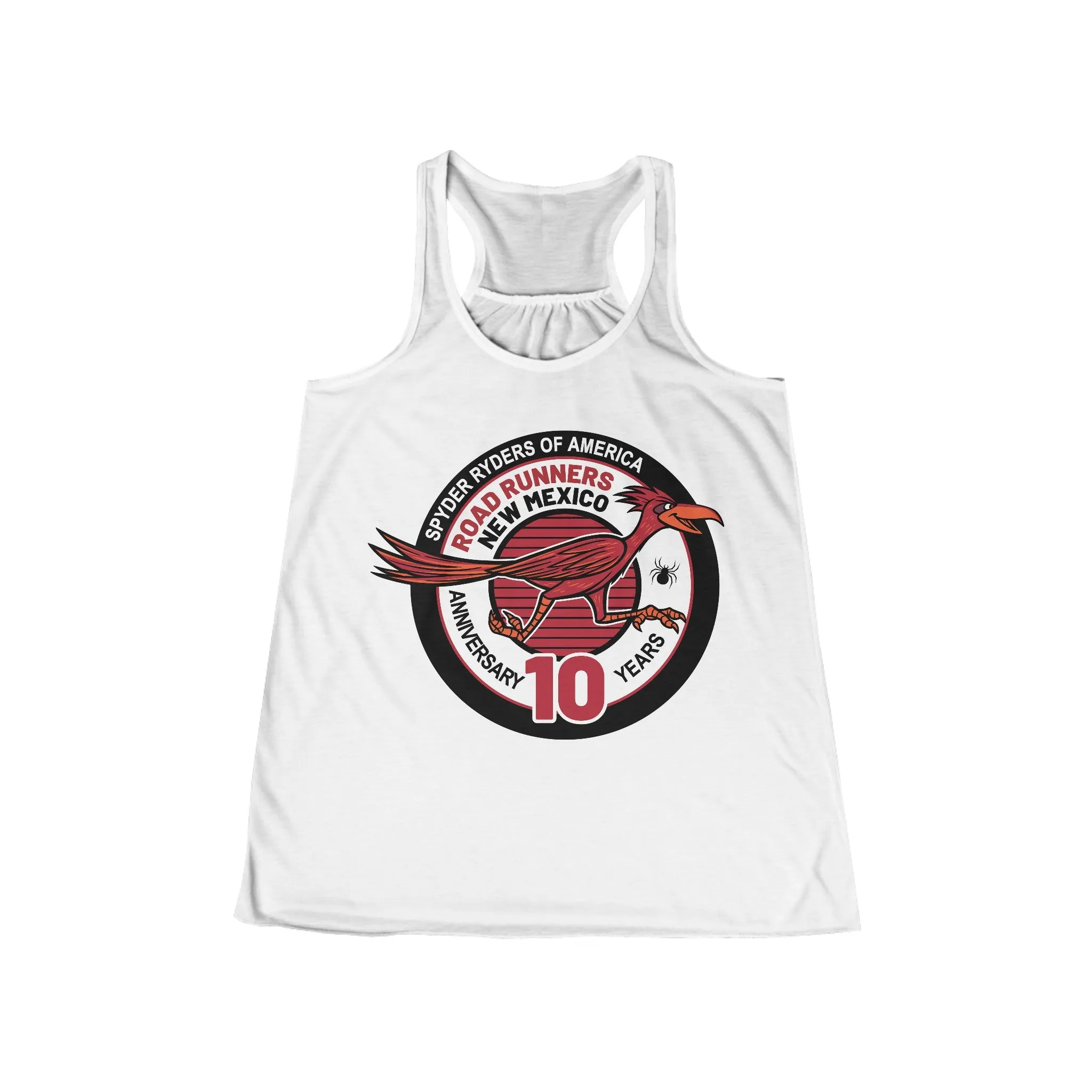 Spyder Riders Of America (10 Year Anniversary) [Road Runners] | Women's Flowy Racerback Tank