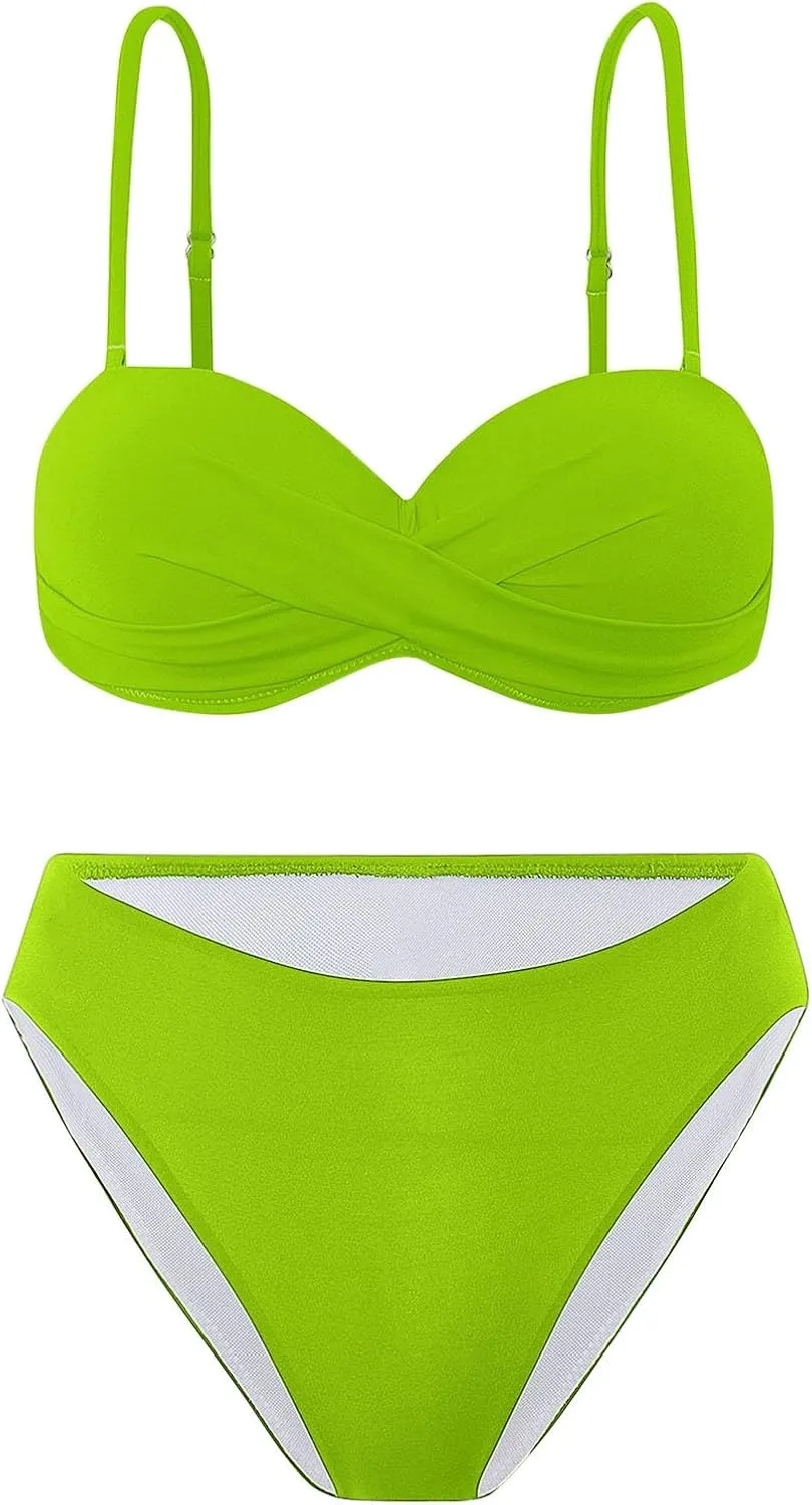 Swim Suits for Women Trendy Backless Pure Tummy Control Bikini Modest Bathing Suit Fashion Bandeau Swimsuits