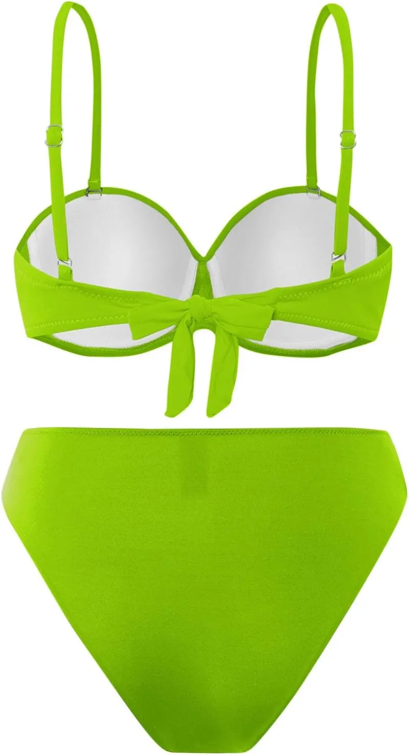 Swim Suits for Women Trendy Backless Pure Tummy Control Bikini Modest Bathing Suit Fashion Bandeau Swimsuits