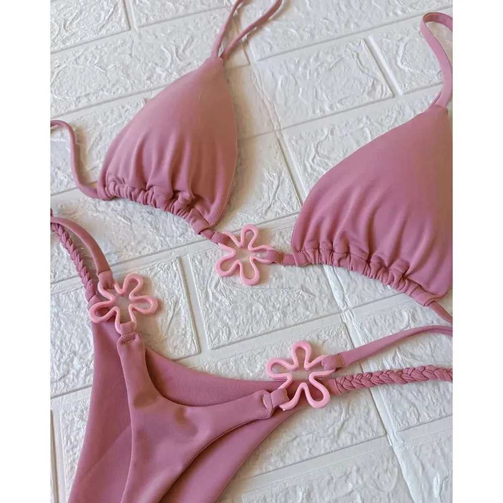 Trendy Pink Floral Bikini - Brazilian 2-Piece Swimsuit for Summer