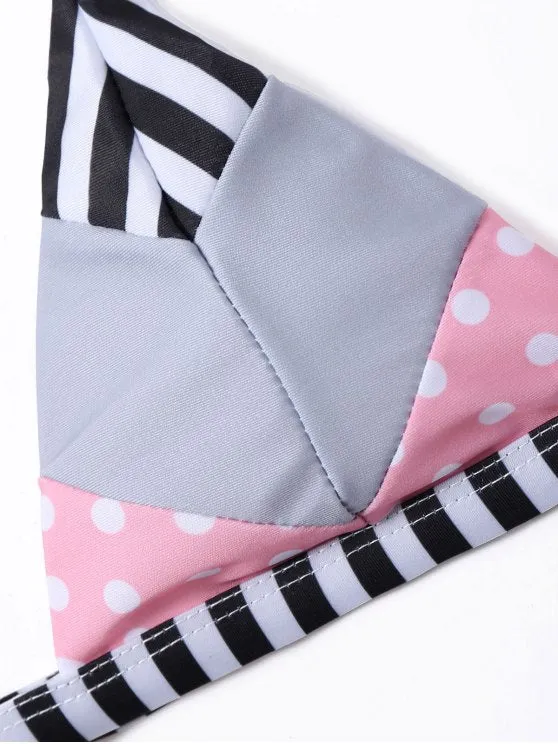 Trendy Polka Dot String Bikini Set