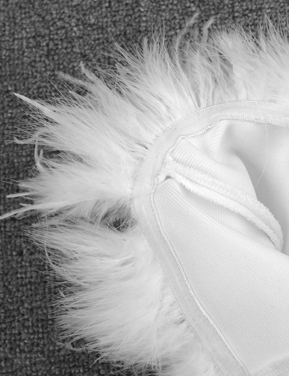 UONBOX Women's Elegant Strapless Feather Fashion Bodycon Bandage Tube Dress