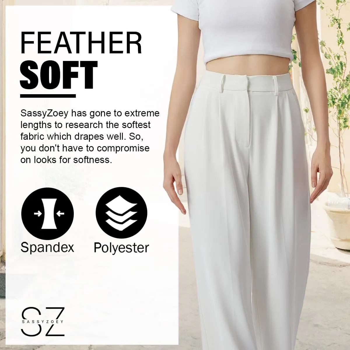 Wide Leg Pants for Women | High Waisted Trousers with Pockets | Comfortable Casual Business Work Pants