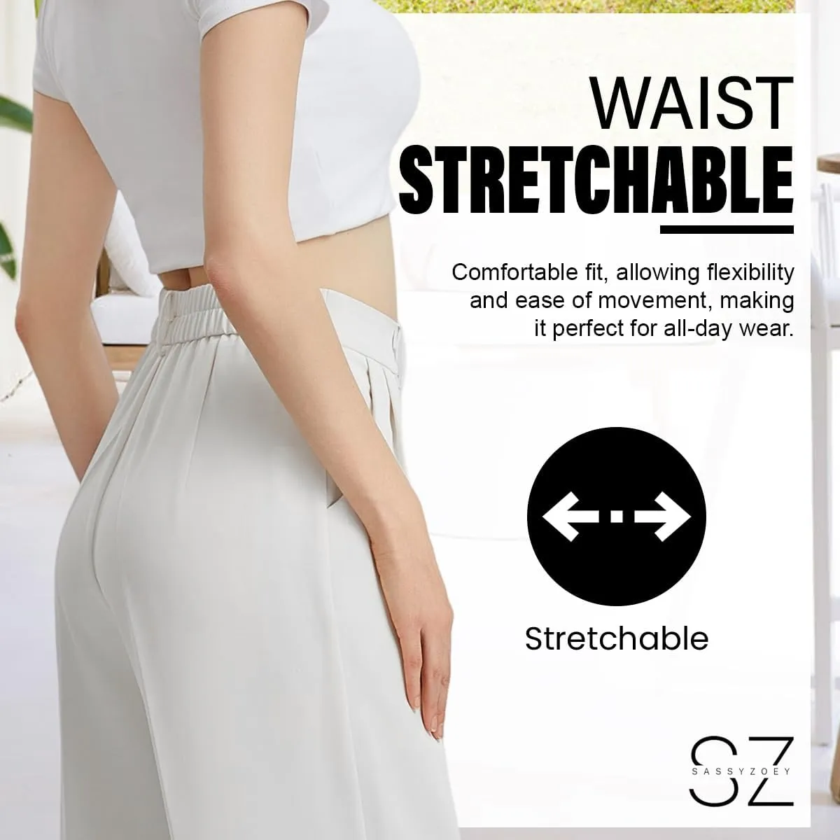 Wide Leg Pants for Women | High Waisted Trousers with Pockets | Comfortable Casual Business Work Pants