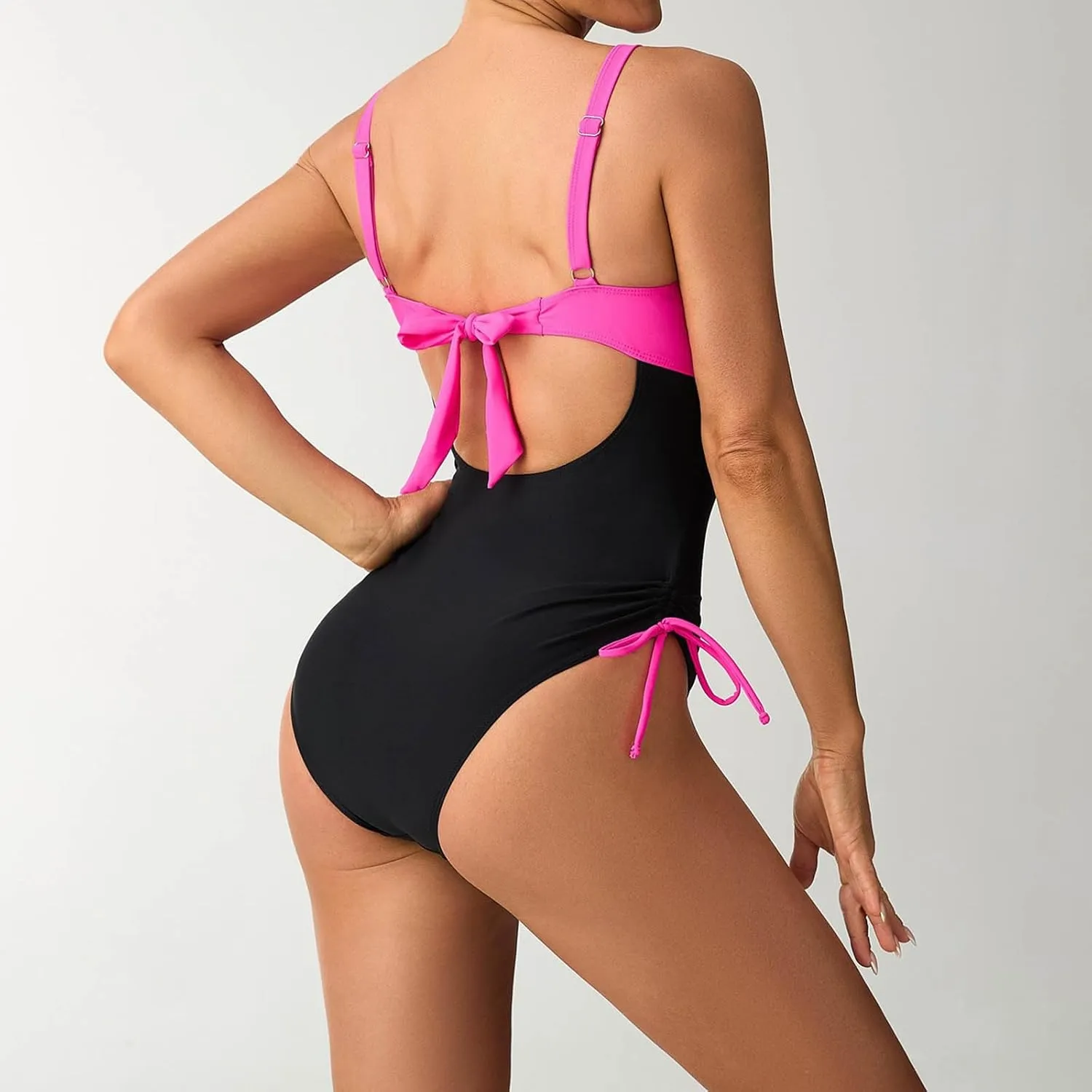 Women One Piece Bathing Suit Trendy Colorblock Tummy Control Swimsuits Slimming Criss Cross Modest Swim Suits 2025