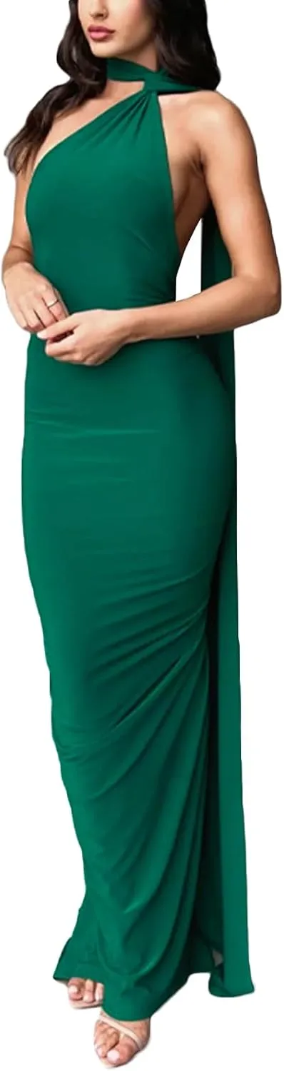 Women Sexy Backless Dress Bodycon Sleeveless Open Back Maxi Dress Going Out Elegant Party Cocktail Long Dress