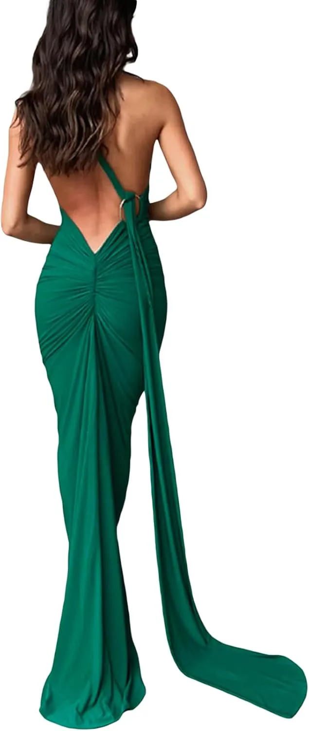 Women Sexy Backless Dress Bodycon Sleeveless Open Back Maxi Dress Going Out Elegant Party Cocktail Long Dress