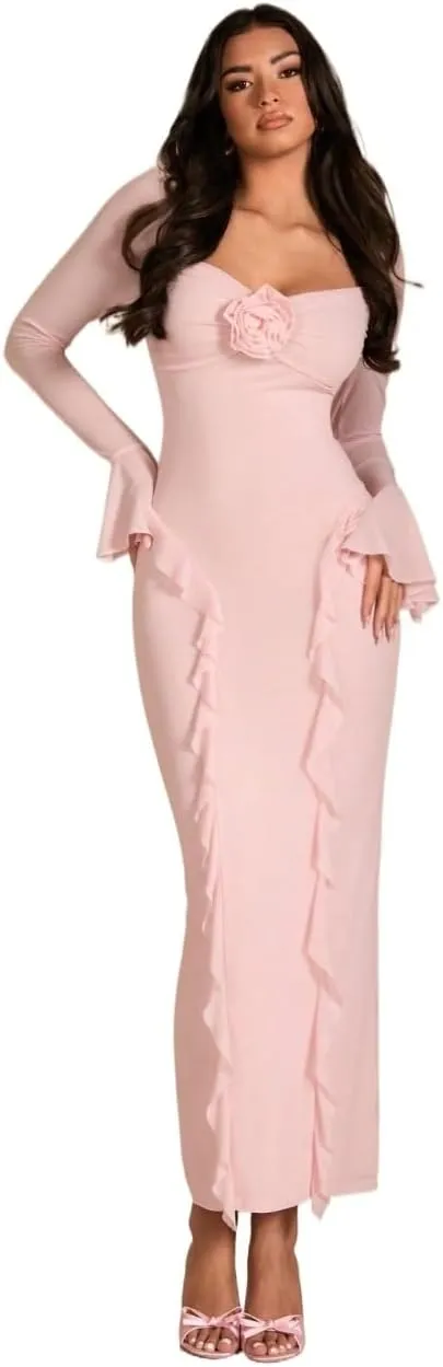 Women's 2025 Sexy Bodycon Dress Elegant Long Sleeve Dress