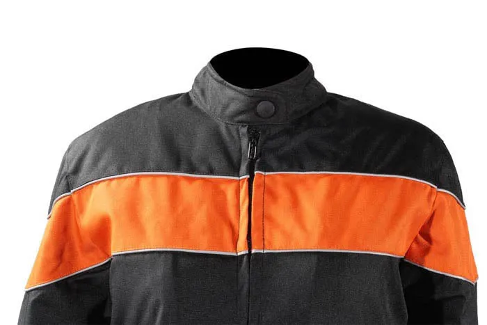 Women's Black Lightweight Textile Jacket W/ Orange Stripe