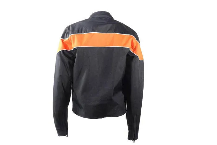 Women's Black Lightweight Textile Jacket W/ Orange Stripe