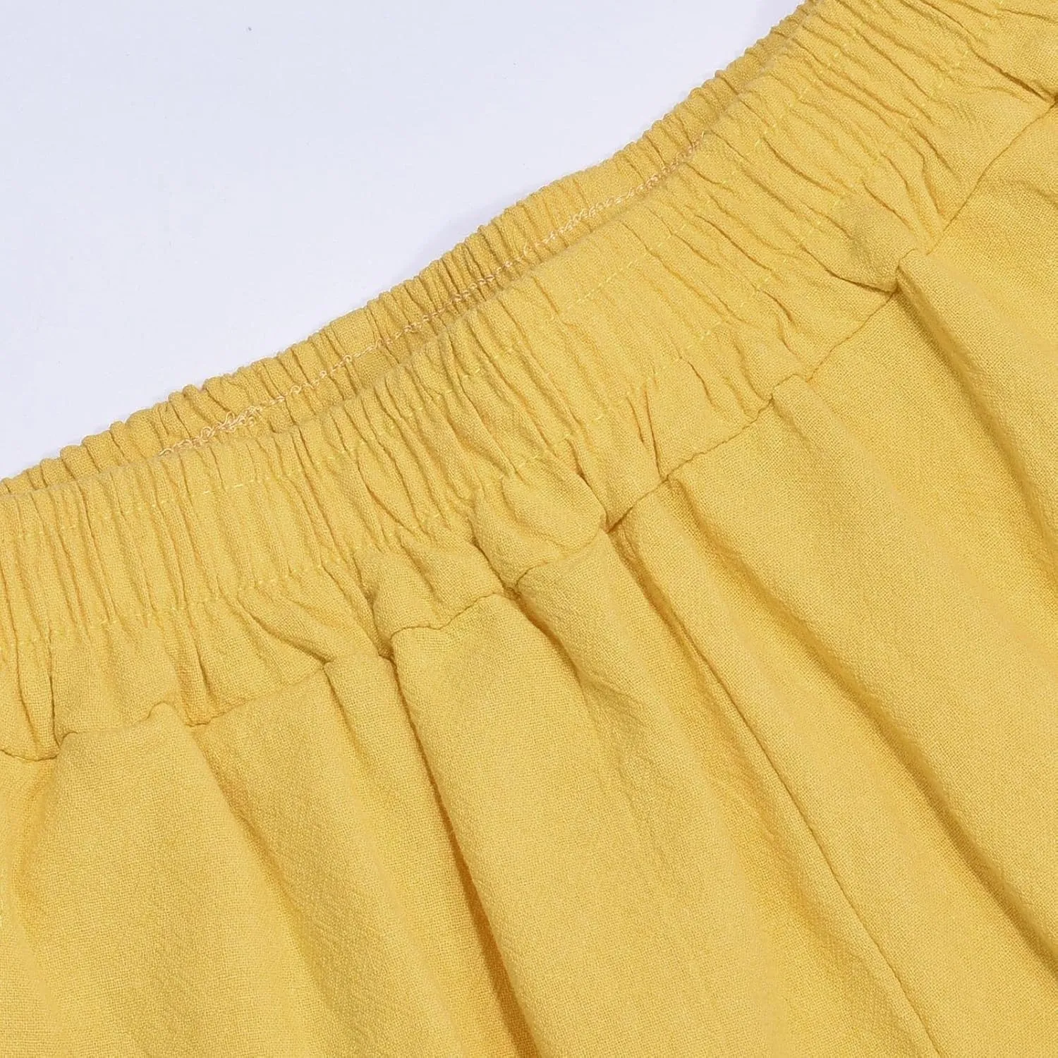 Women's Casual Floral Embroidered Cropped Pants Trendy Lightweight Elastic High Waist Solid Straight Wide Leg Baggy Trousers