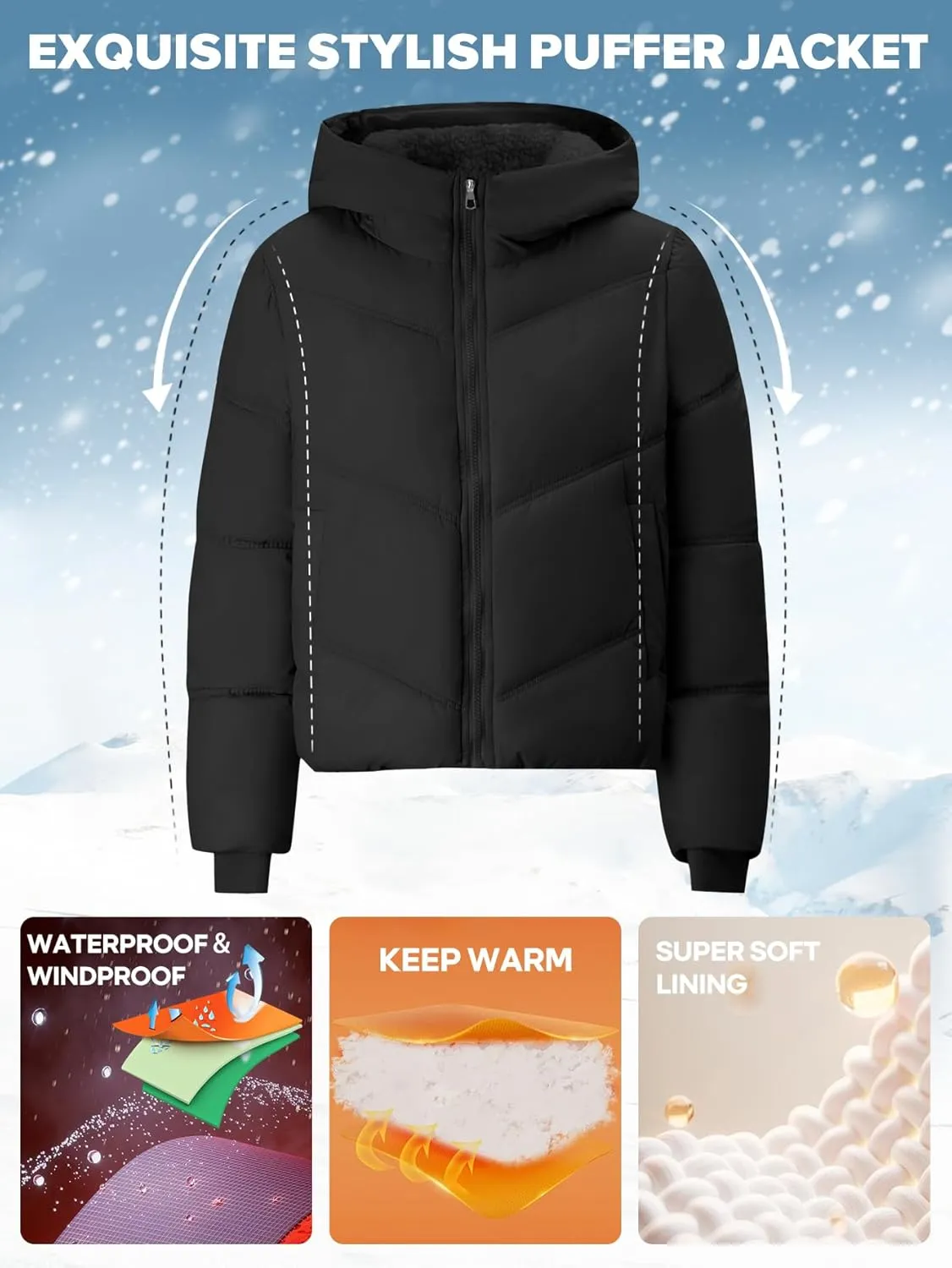 Womens Lightweight Quilted Puffer Jacket with Hood