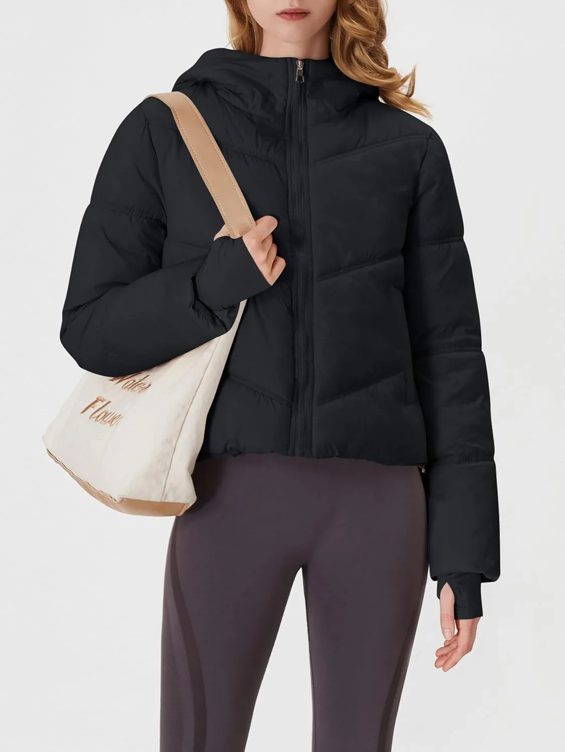 Womens Lightweight Quilted Puffer Jacket with Hood