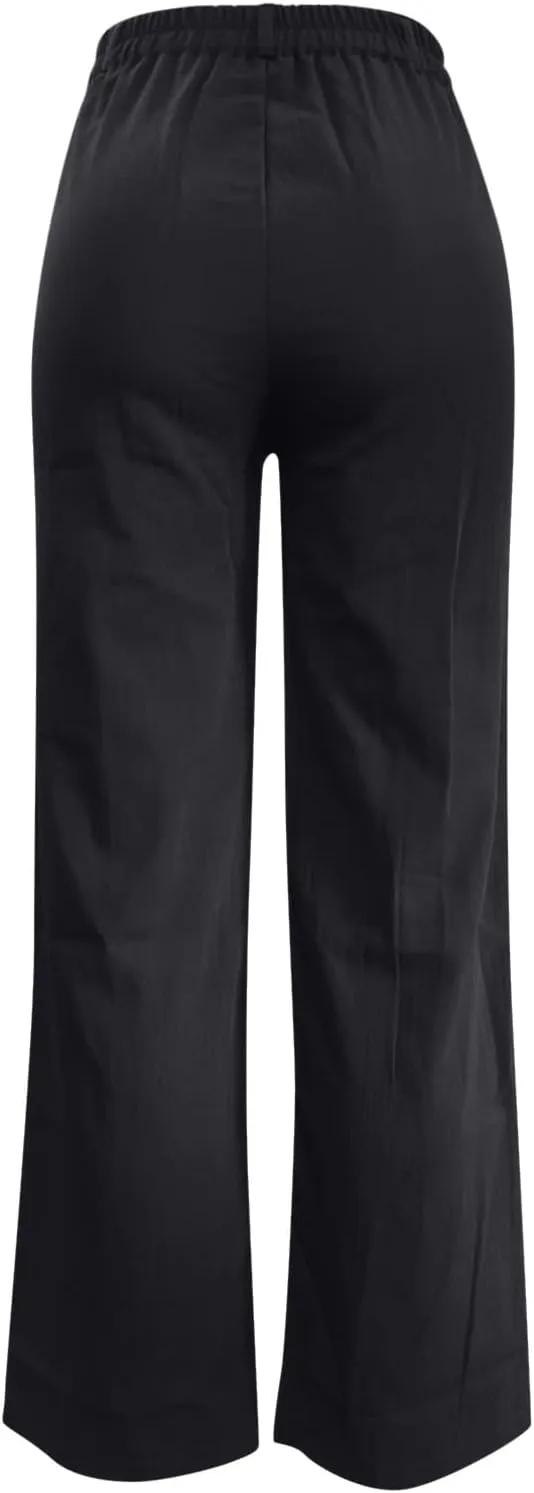 Womens Linen Pants Soft Solid High Waisted Wide Leg Cotton Lounge Pants Casual Loose Fit Straight Leg Trousers with Pockets