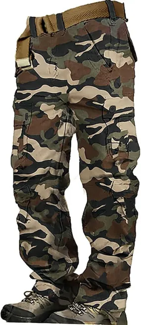 ZYXTIM Men's Combat Camo Cargo Trousers Oversize Ripstop Military Tactical Pants Hiking Joggers Multi Pockets Work Bottoms